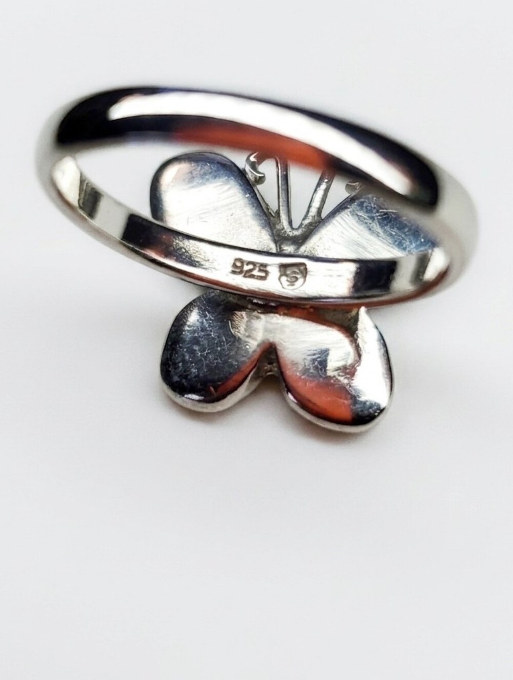 Opal Butterfly Size 8 NEW Ring Sterling Silver 925 Green Inlay October Stacking - Picture 9 of 12